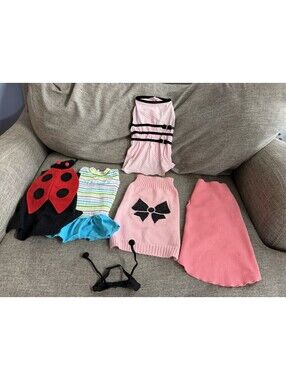 Dog Clothes Lot 5pc LuLu Pink Dress Sweater Ladybug Costume Cape Small